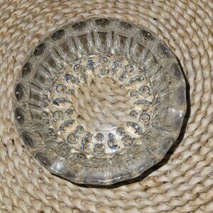 Vintage KIG Round Cystal Clear Pressed Heavy Glass Ashtray 4 Trays